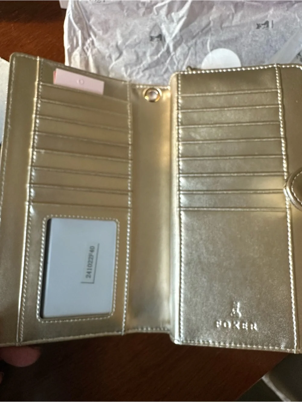 FOXER Gold Quilted Wallet Clutch - Elegant Metallic Finish